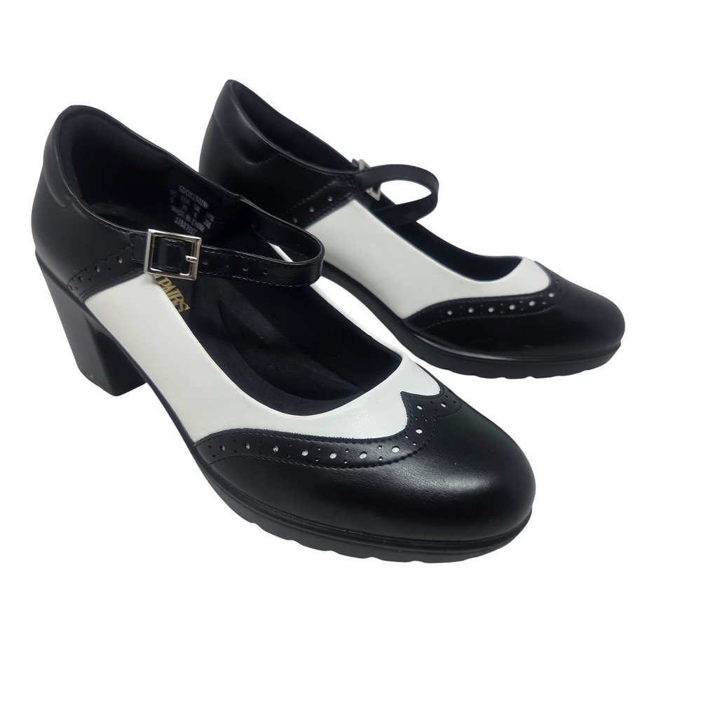 Dream Pairs Mary Jane Women 8 Black White Wingtip Spectator Retro